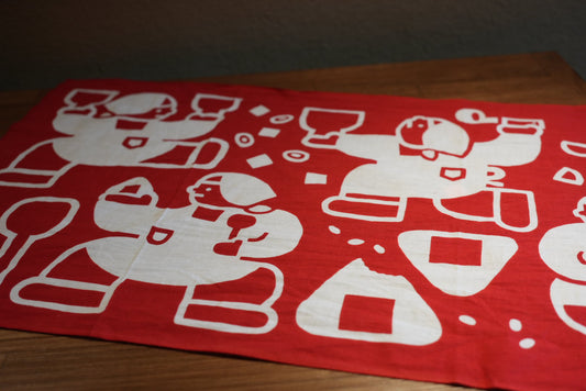 手ぬぐい『カンフー割烹着』〈金沢おみそしる倶楽部オリジナル〉注染